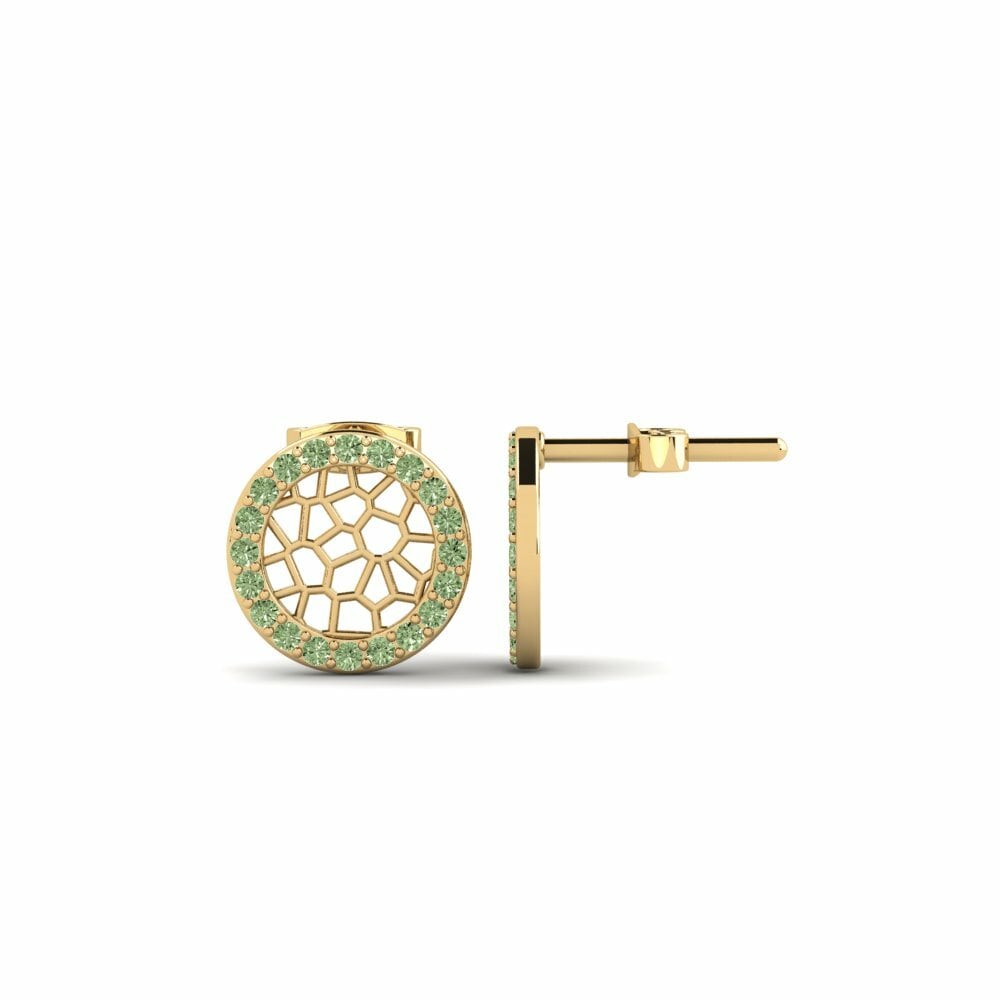 Pendiente de mujer Fylde 14k Oro Amarillo Diamante Verde Fusión 0.32 Quilates Redondo