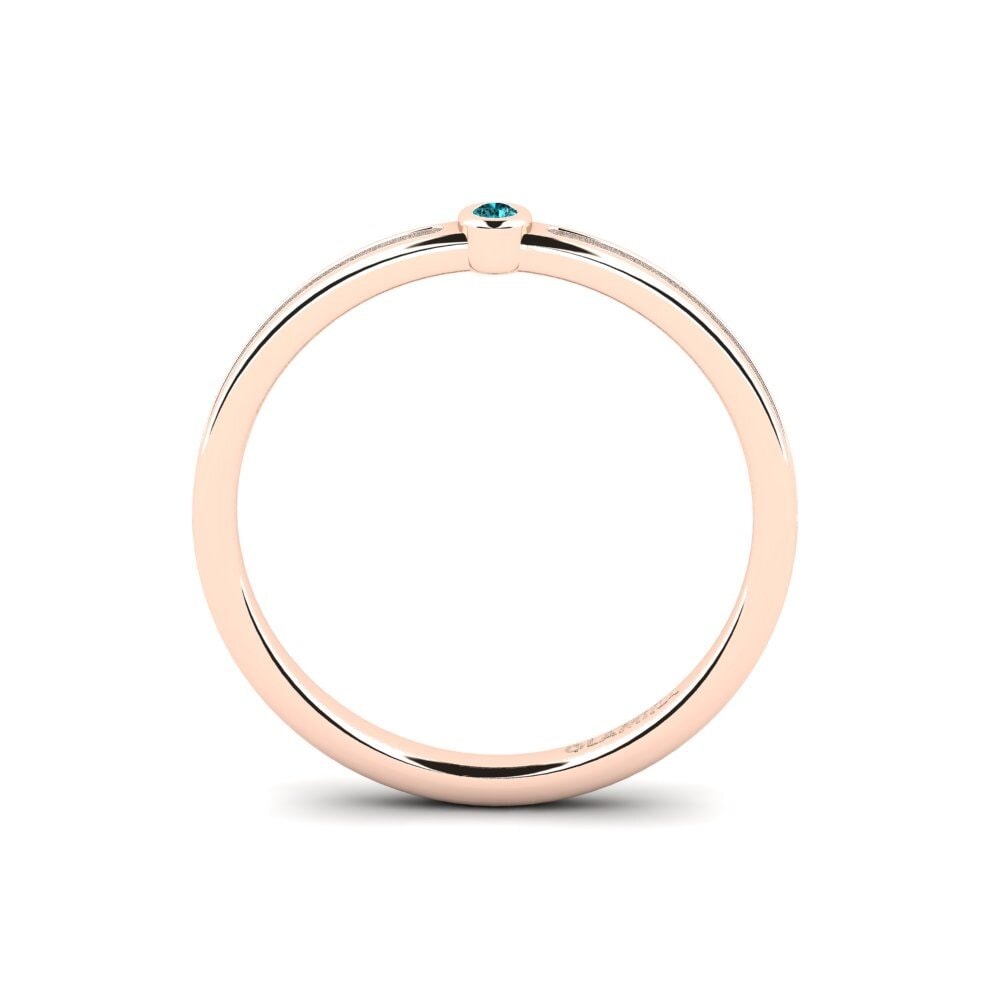 14k Oro Rosa Diamante Azul Anillo de compromiso Prosel
