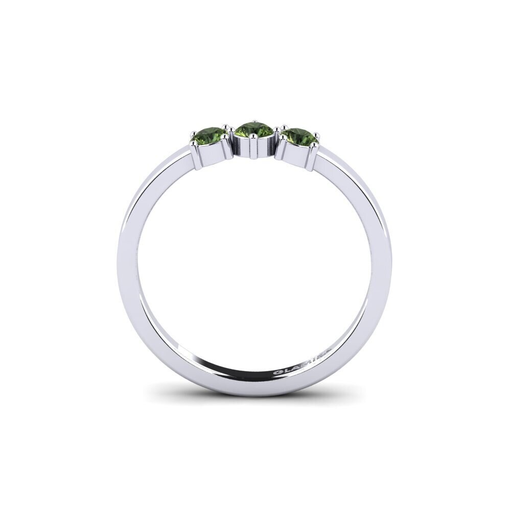 White Silver Green Sapphire Engagement Ring Sappar