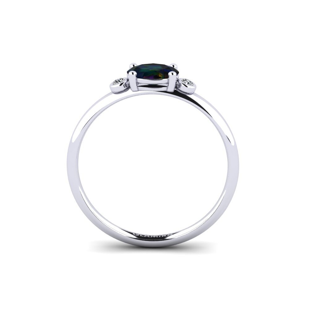14k White Gold Black Opal Engagement Ring Forsany