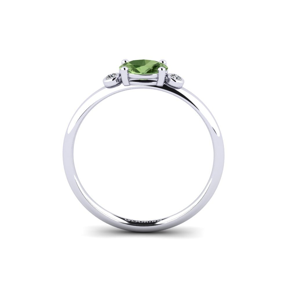White Silver Green Sapphire Engagement Ring Forsany