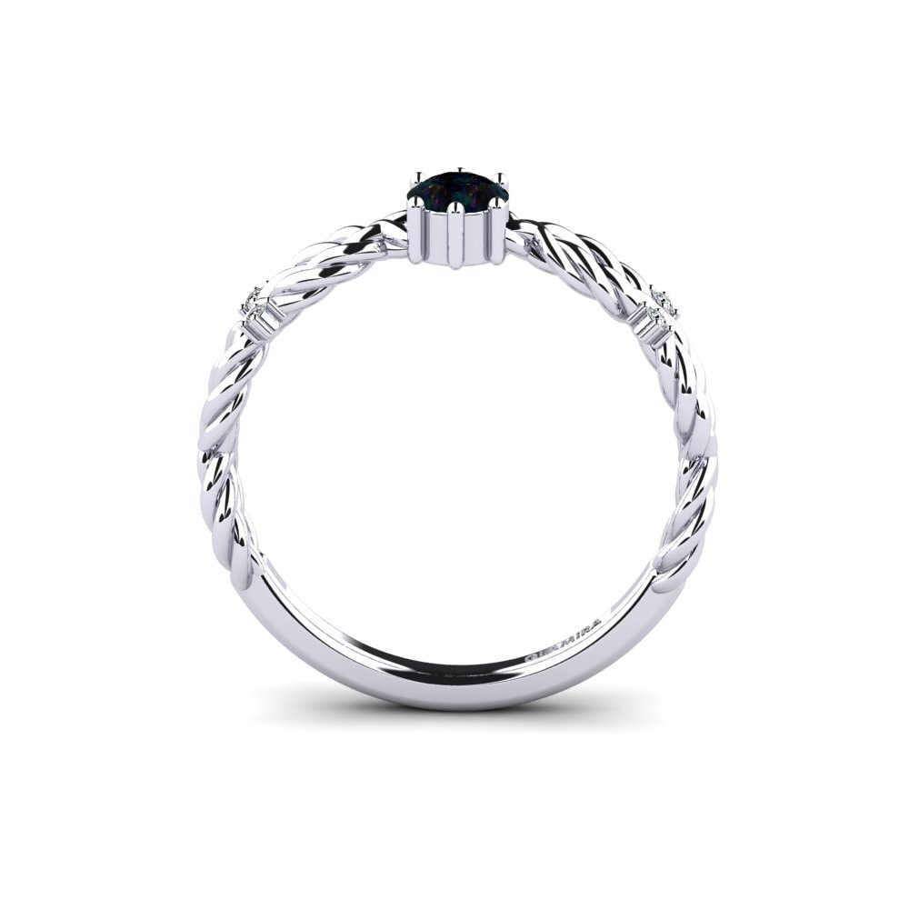 14k White Gold Black Opal Engagement Ring Pique