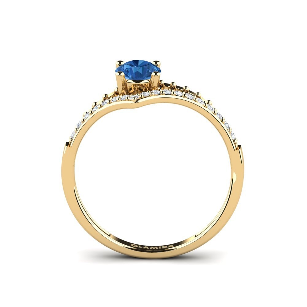 Circonita Azul Oscuro Anillo de compromiso Zensben