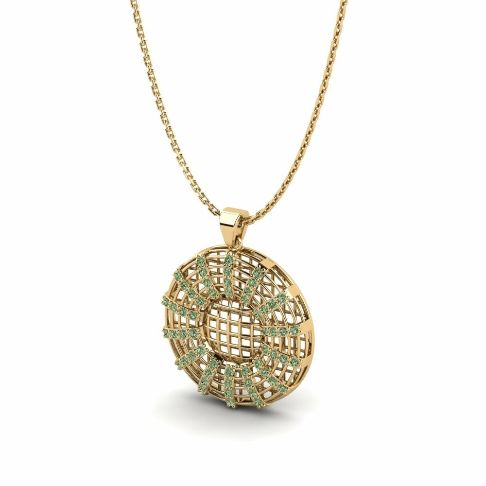 Fusion 14k Aur galben Diamant Verde Rotundă 0.448 Caratul Pandantiv Dama Alyanc