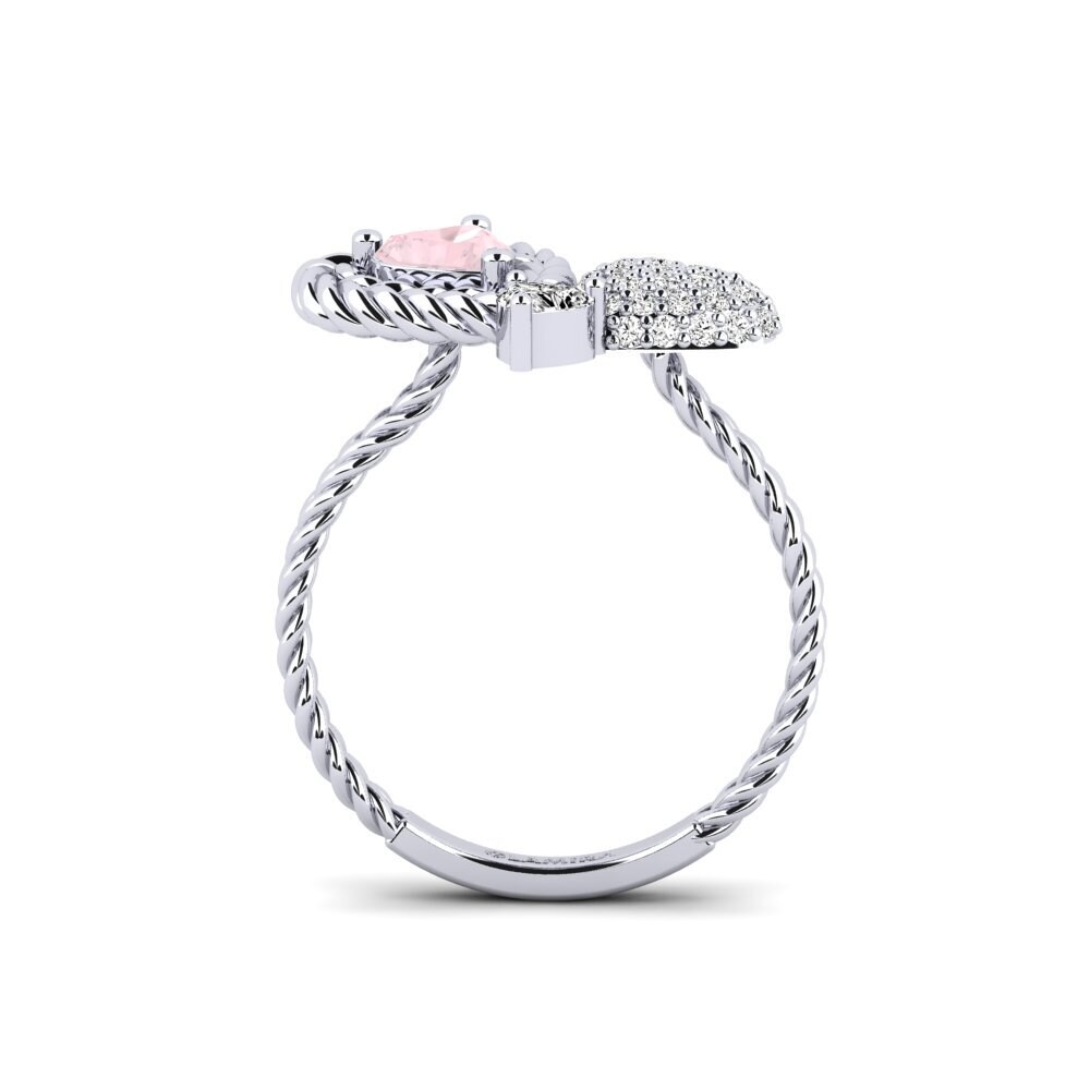 White Silver Rose Quartz Ring Athismons