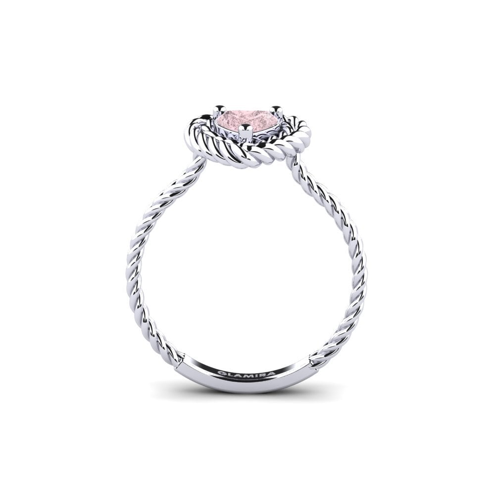 White Silver Rose Quartz Ring Sangiovese