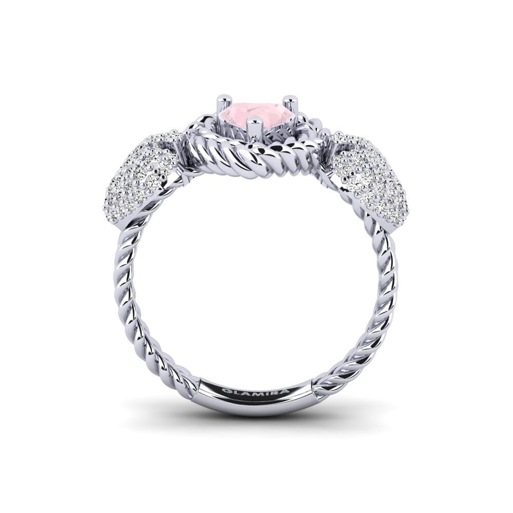 White Silver Rose Quartz Ring Verdichio