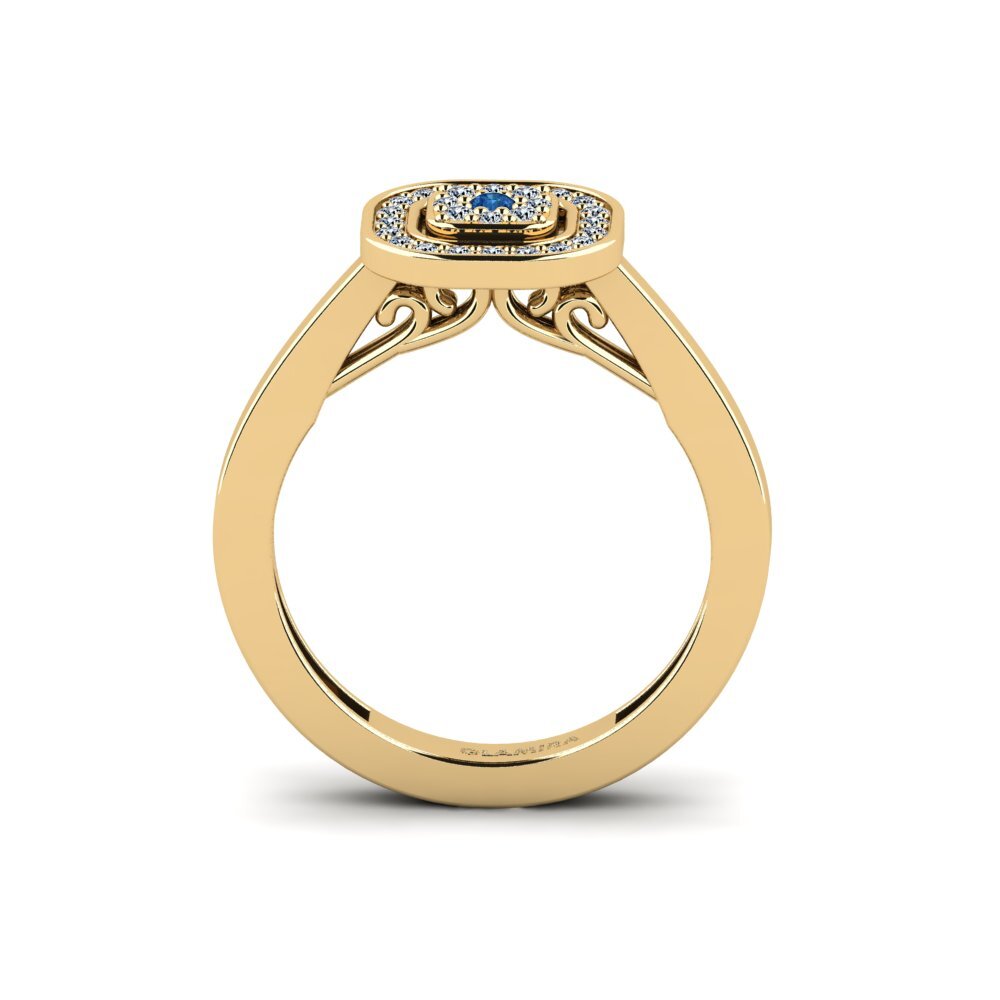 Dark Blue Zirconia Engagement Ring Bifigi