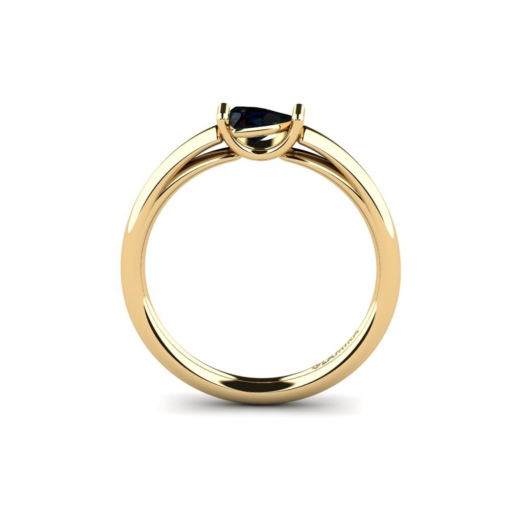 Trillion Black Opal Engagement Ring Erkuyut