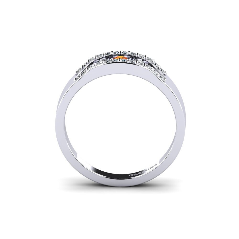 White Silver Orange Sapphire Engagement Ring Faheric