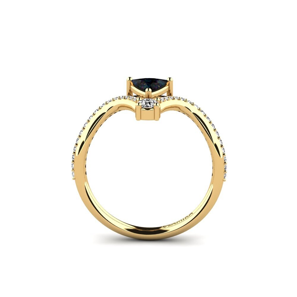 Trillion Black Opal Engagement Ring Ocellen
