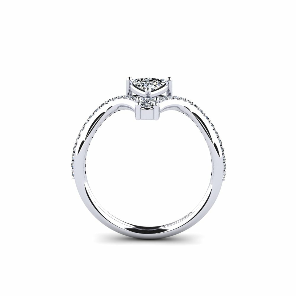 White Silver Trillion Engagement Ring Ocellen