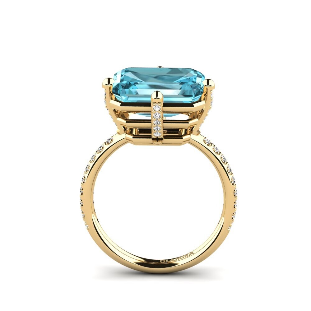 Circón Azul Anillo de compromiso Odincxb