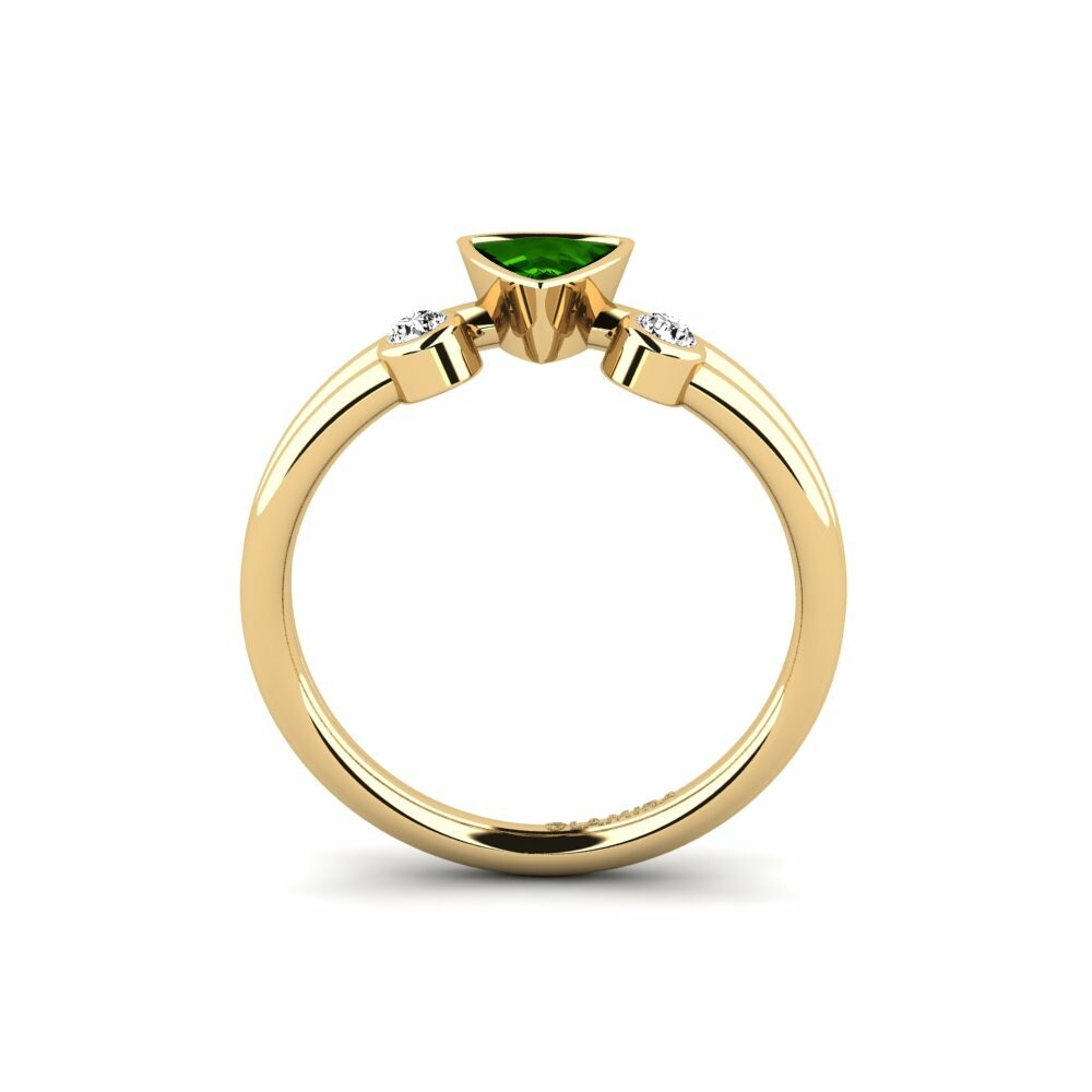 Trillion 0.35 Carat Tension Green Tourmaline 14k Yellow Gold Engagement Ring Rosalin