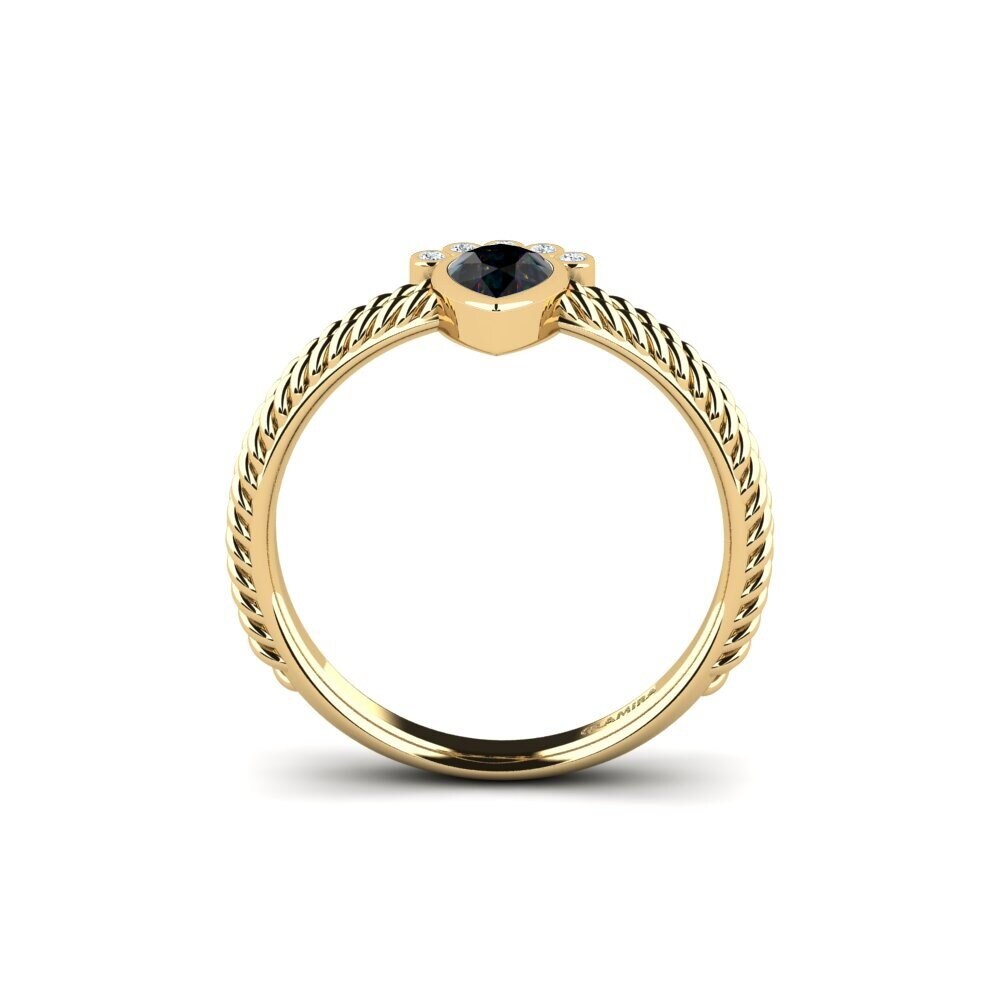 Black Opal Engagement Ring Sickle