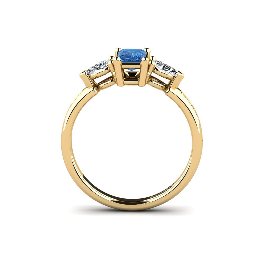 Zircônia azul escuro Anel de Noivado Razuzzl