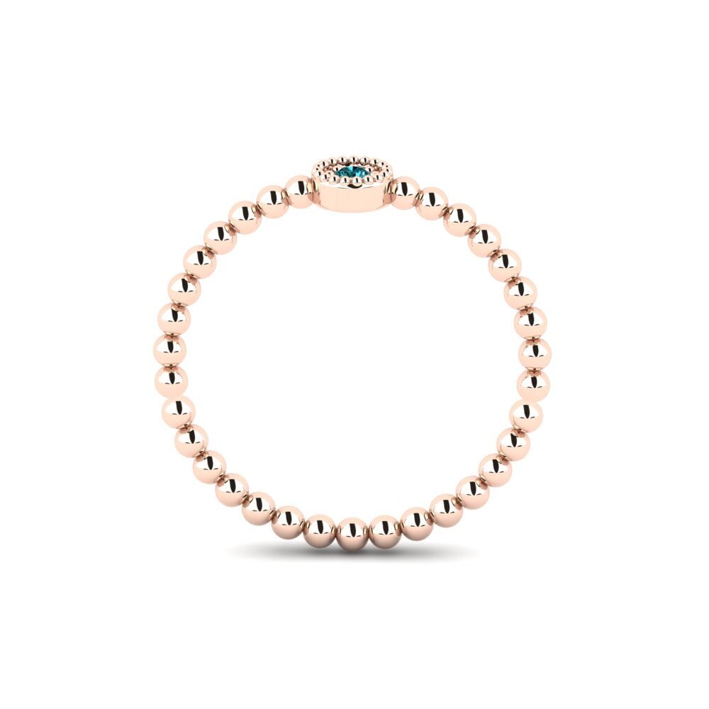 14k Oro Rosa Diamante Azul Anillo de compromiso Totting