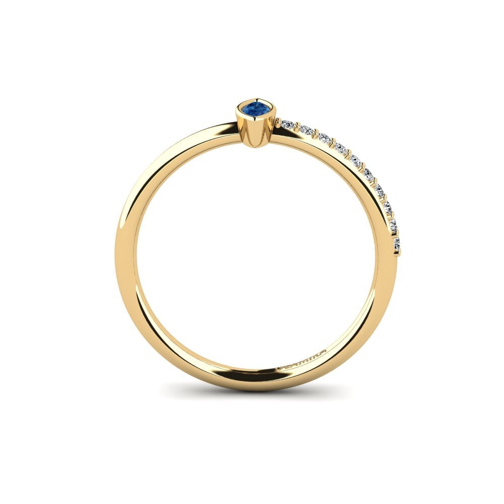 Dark Blue Zirconia Engagement Ring Trairen