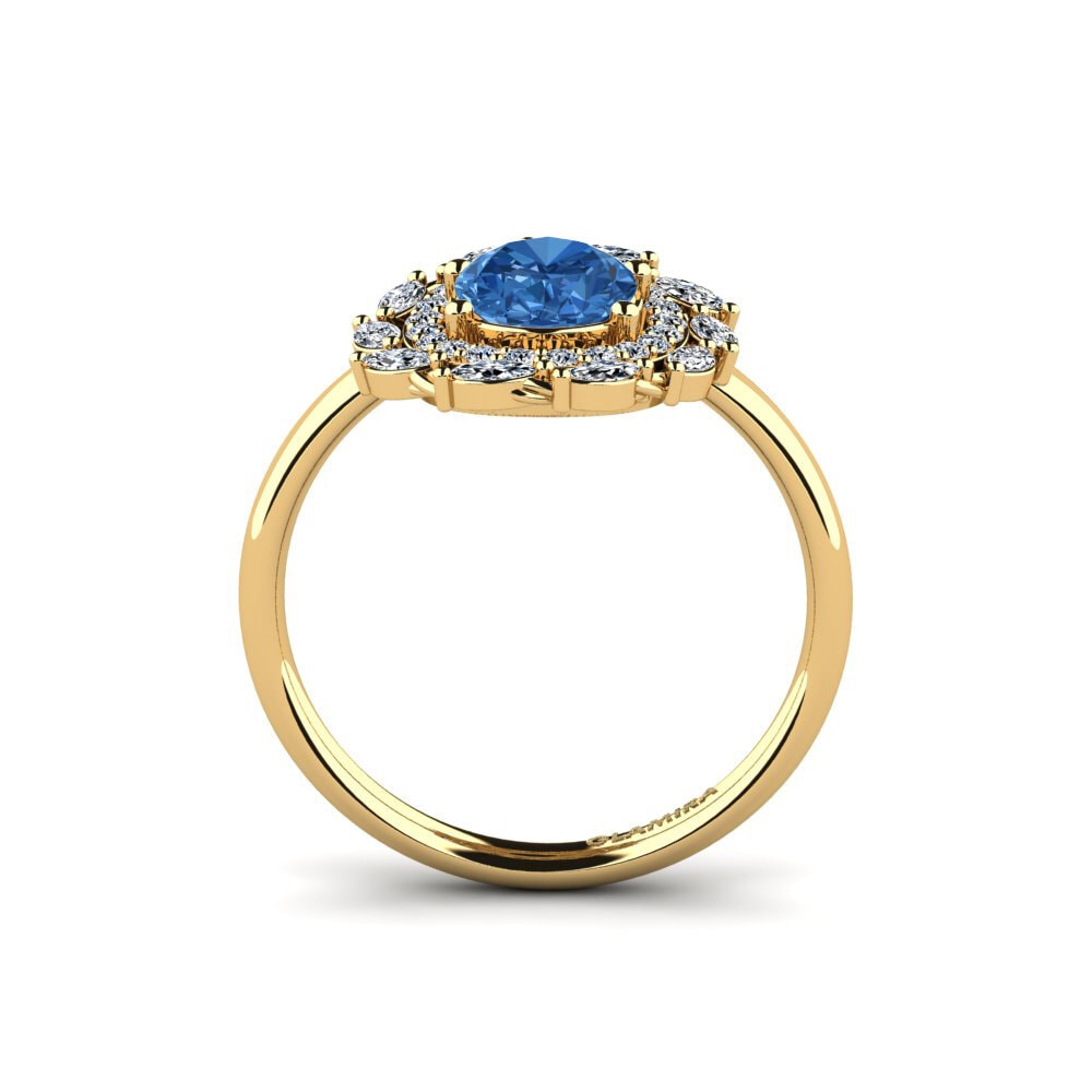Dark Blue Zirconia Engagement Ring Vesphi