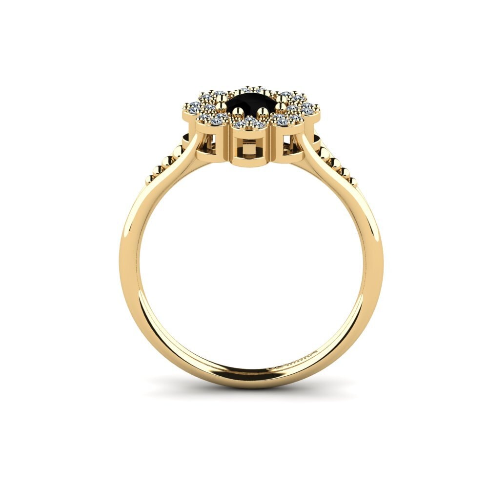 14ct Yellow Gold Round Black Diamond Engagement Ring Witt