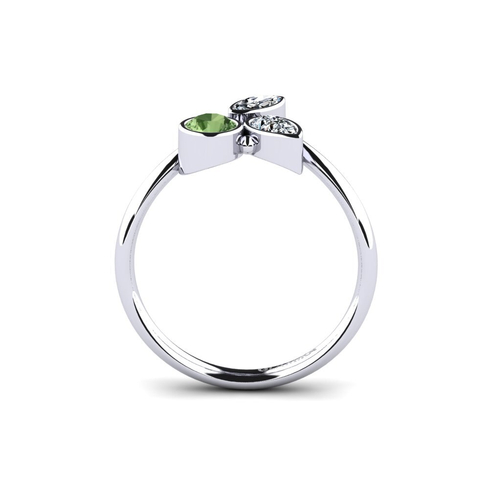 White Silver Green Sapphire Engagement Ring Bayloyri