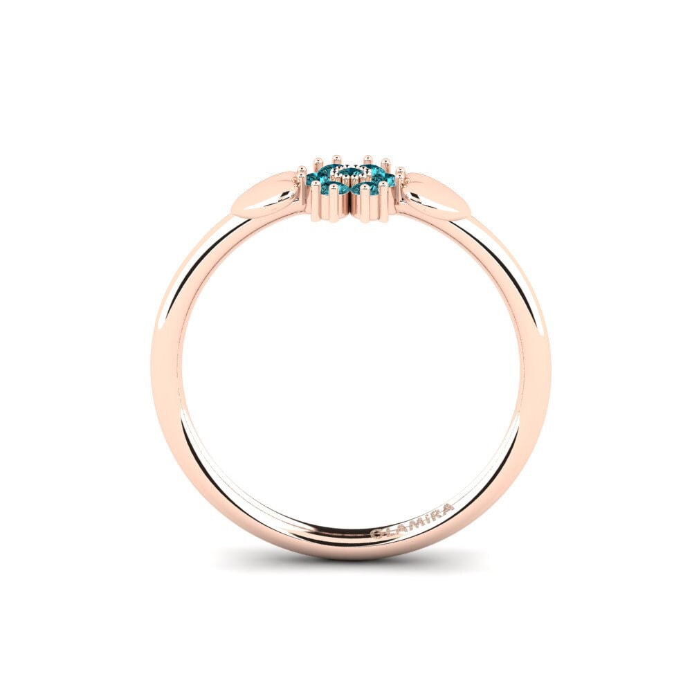 14k Oro Rosa Diamante Azul Anillo de compromiso Chiped