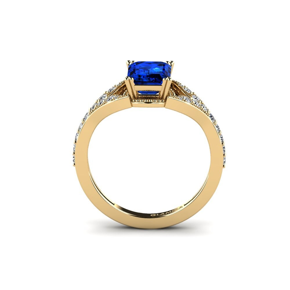 Sapphire (Lab Created) Engagement Ring Crunla