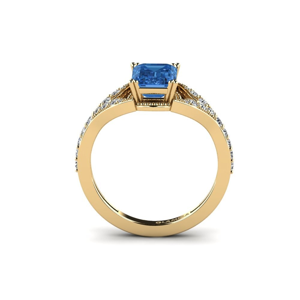 Dark Blue Zirconia Engagement Ring Crunla