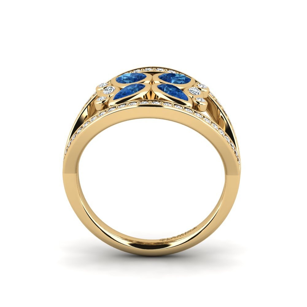 Zircônia azul escuro Anel de Noivado Grigs
