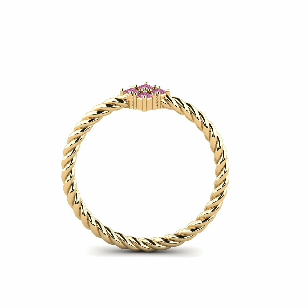 Princess 0.08 Carat 3 & 5 Stones Rhodolite Garnet 14k Yellow Gold Engagement Ring Marrakes