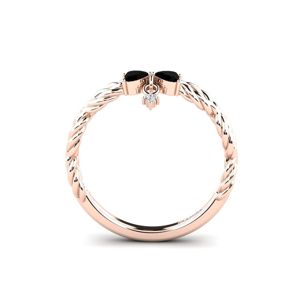 14ct Rose Gold Black Onyx Engagement Ring Sensation