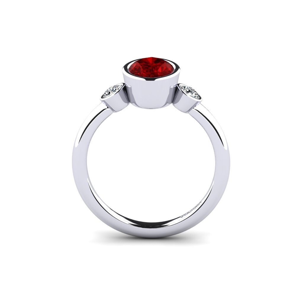 Oval Ruby (Lab Created) Engagement Ring Tengand - Oval