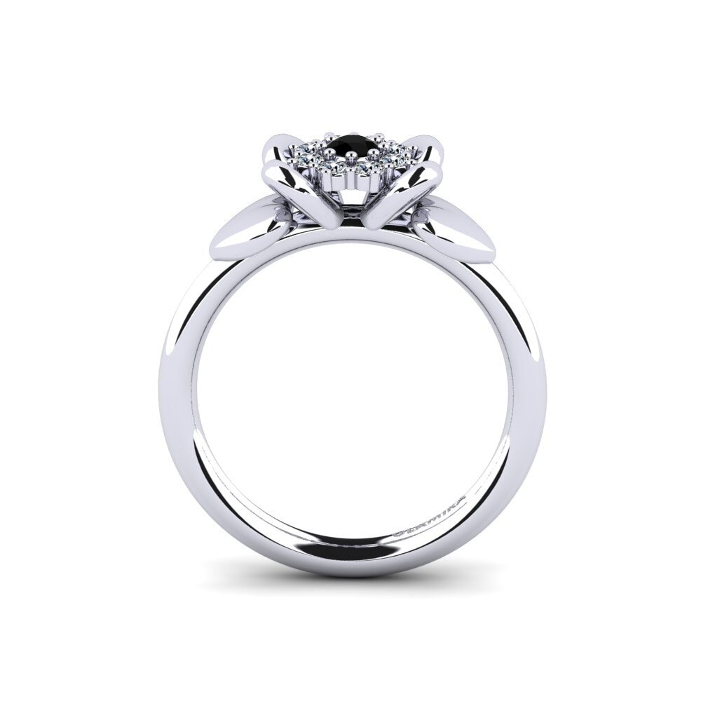 14ct White Gold Round Black Diamond Engagement Ring Ultrea