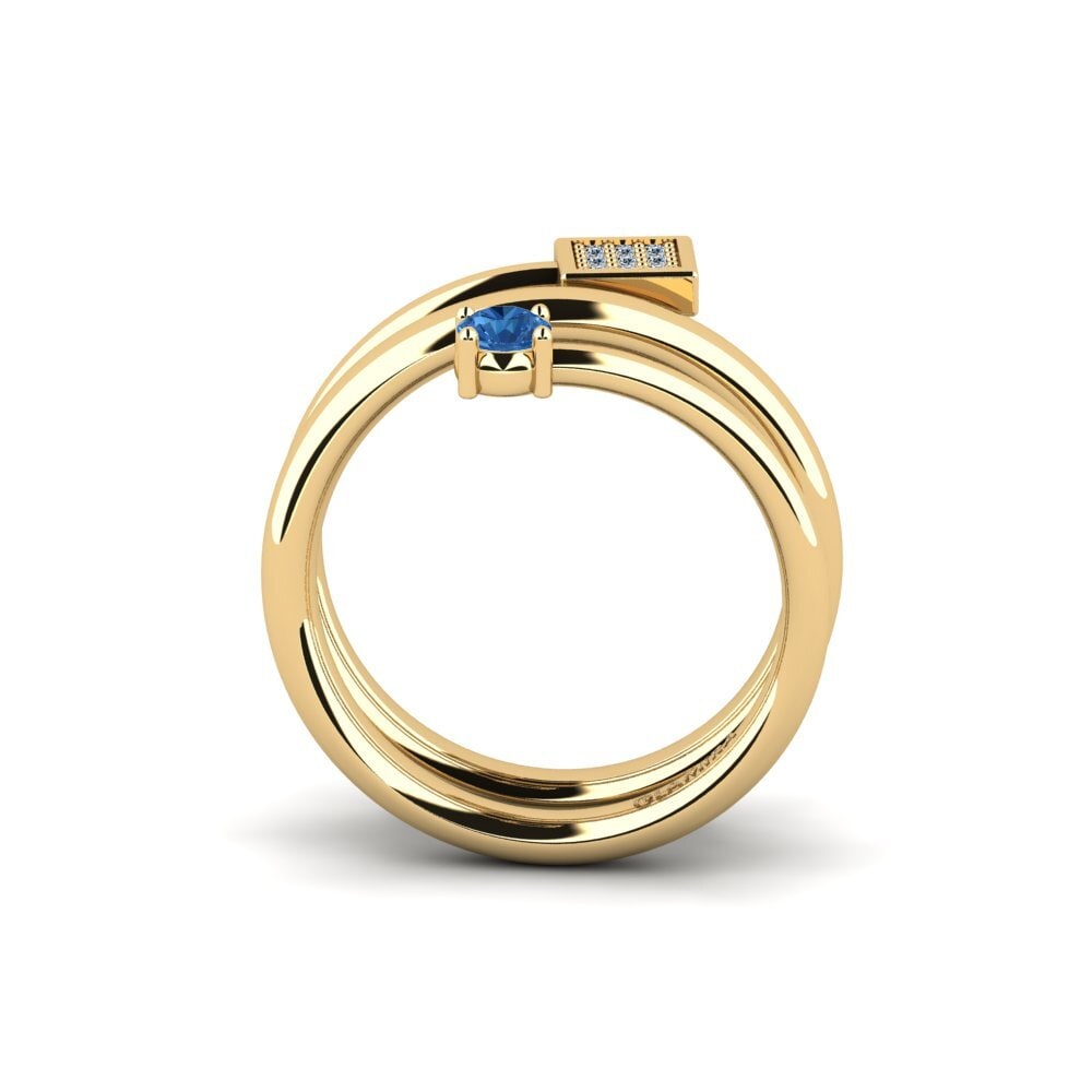 Zircônia azul escuro Anel Eigil
