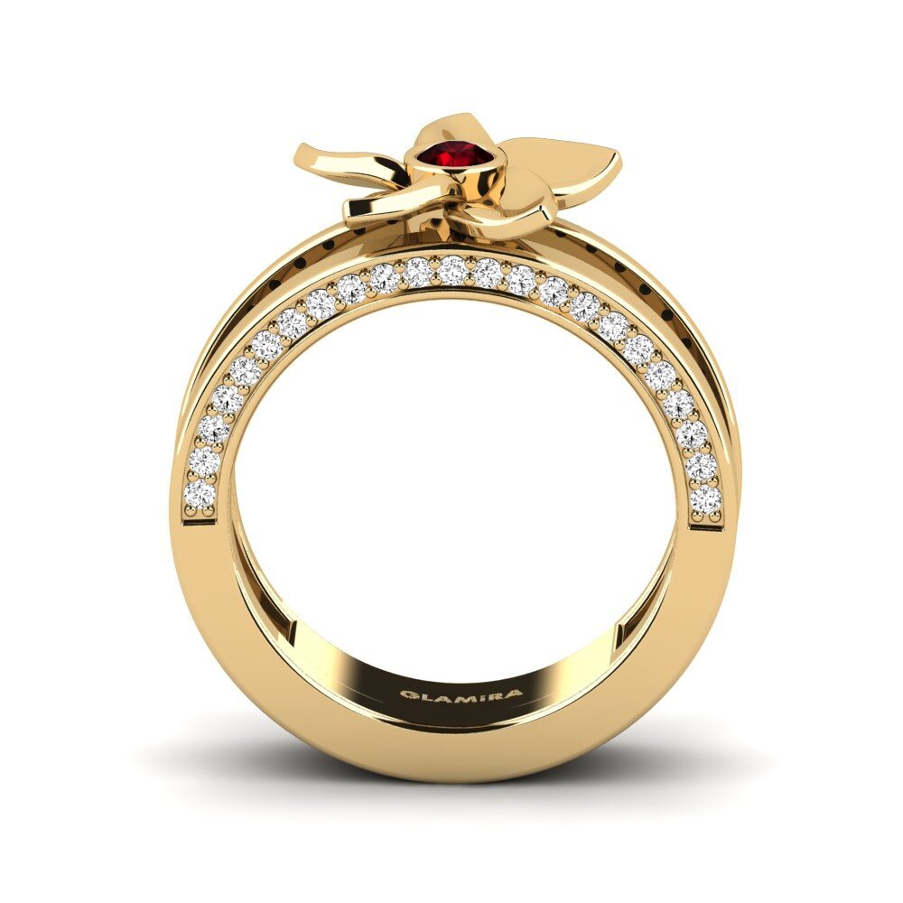 14ct Yellow Gold Round Garnet Ring Fucton