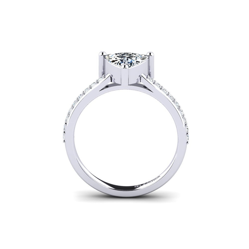 White Silver Trillion Engagement Ring Frec - Trillion