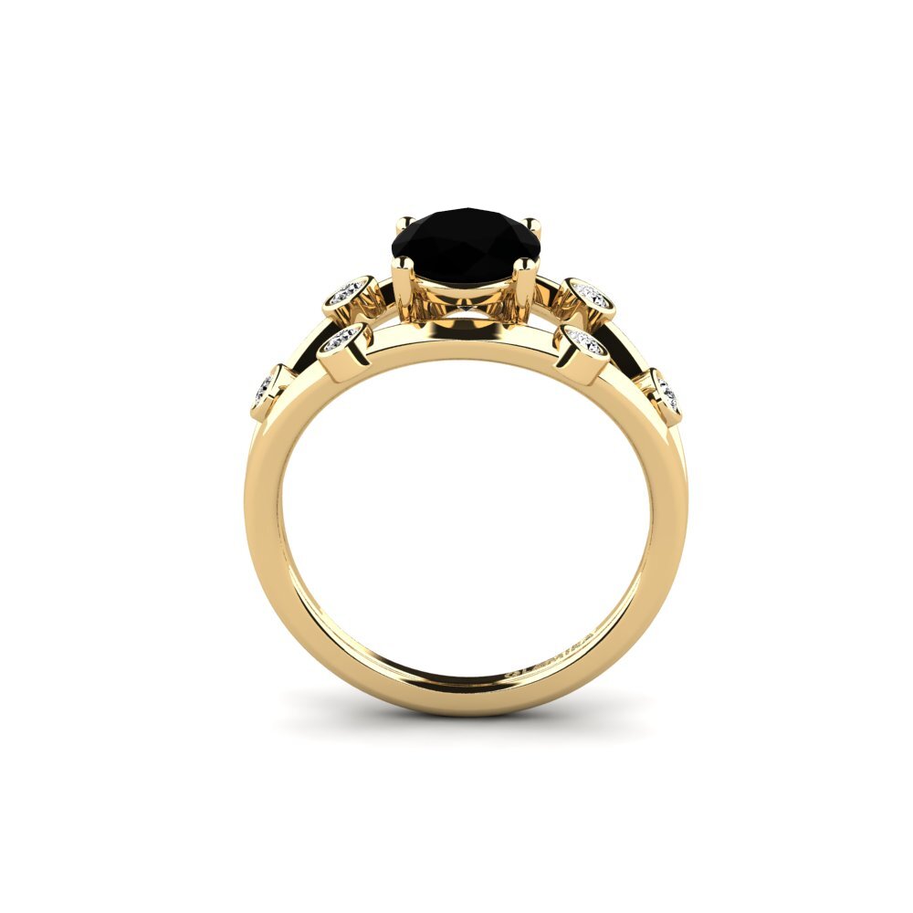 Ónix Negro Anillo de compromiso Fyhted - Oval