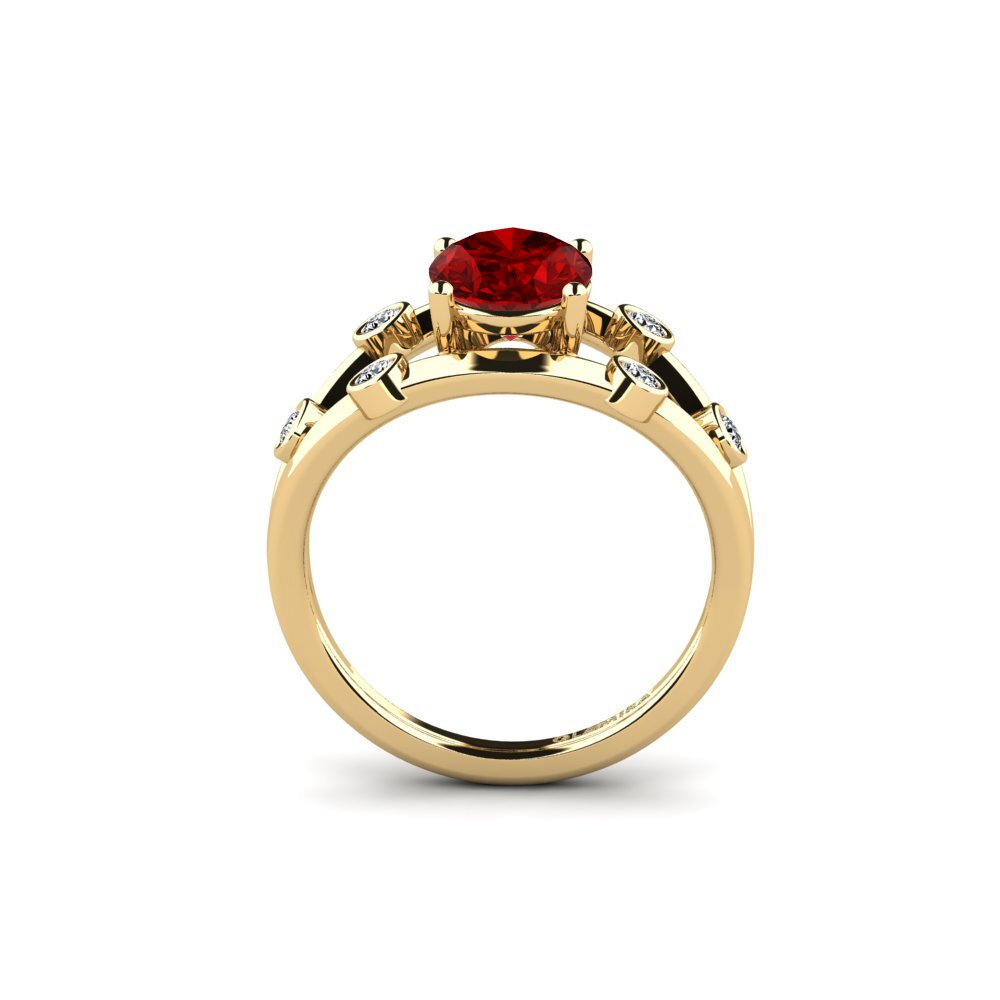 Oval Ruby (Lab Created) Engagement Ring Fyhted - Oval
