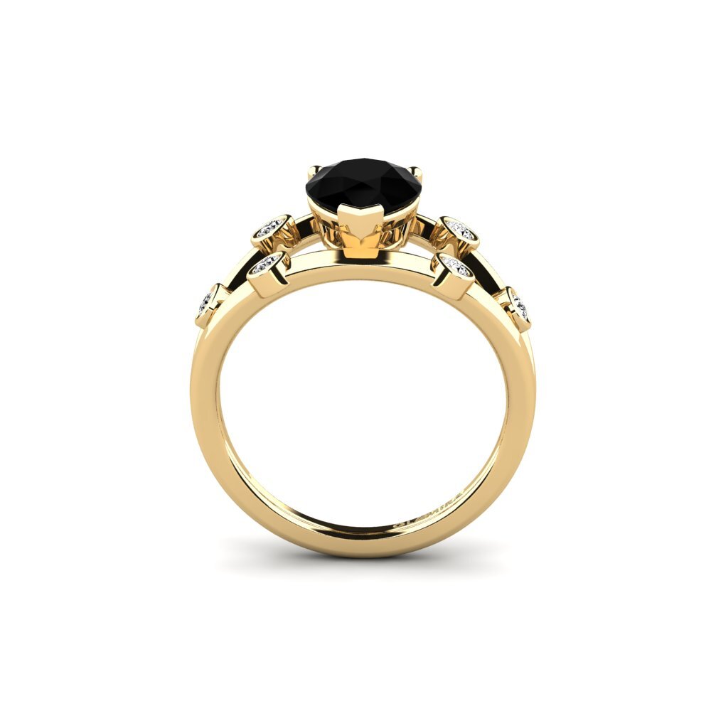 Ónix Negro Anillo de compromiso Fyhted - Pear