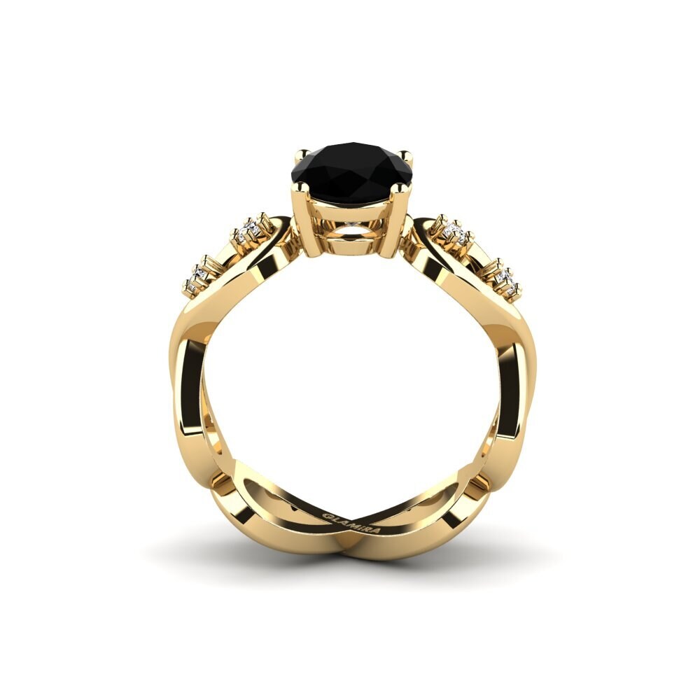 Ónix Negro Anillo de compromiso Guld - Oval