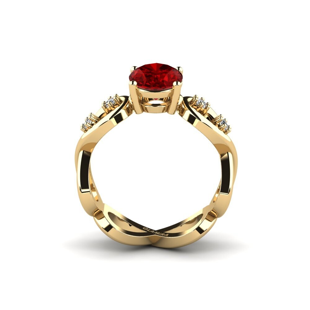 Oval Ruby (Lab Created) Engagement Ring Guld - Oval