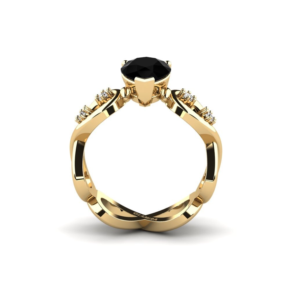 Ónix Negro Anillo de compromiso Guld - Pear