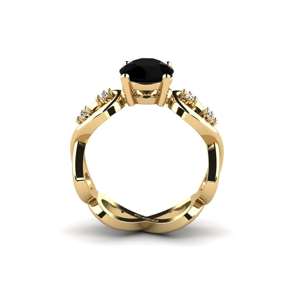 Ónix Negro Anillo de compromiso Guld - Round