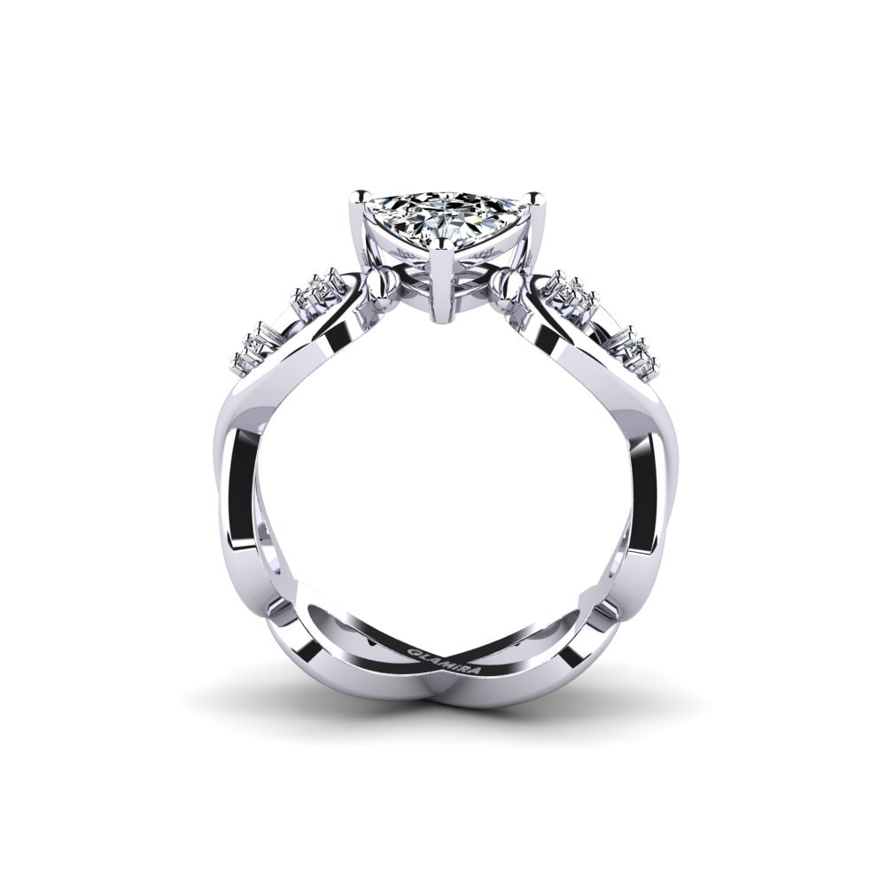 White Silver Trillion Engagement Ring Guld - Trillion