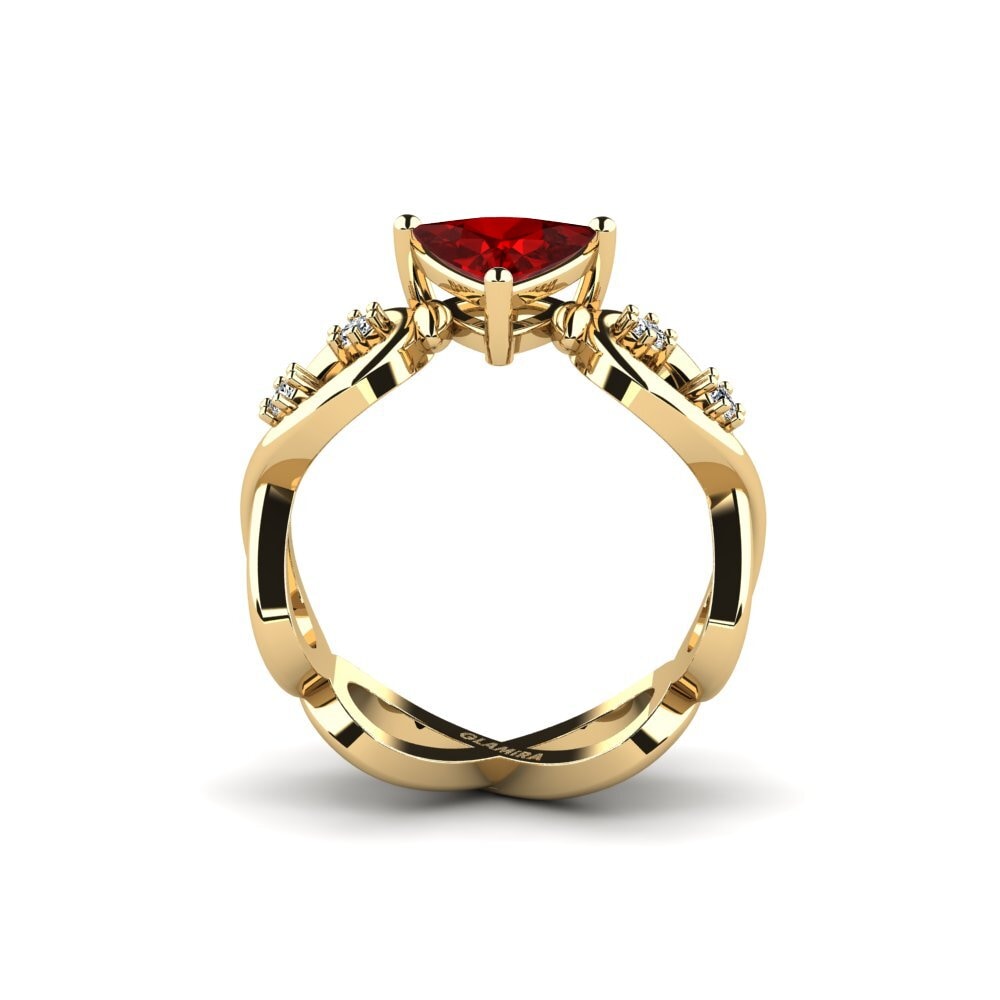 Trillion Ruby (Lab Created) Engagement Ring Guld - Trillion