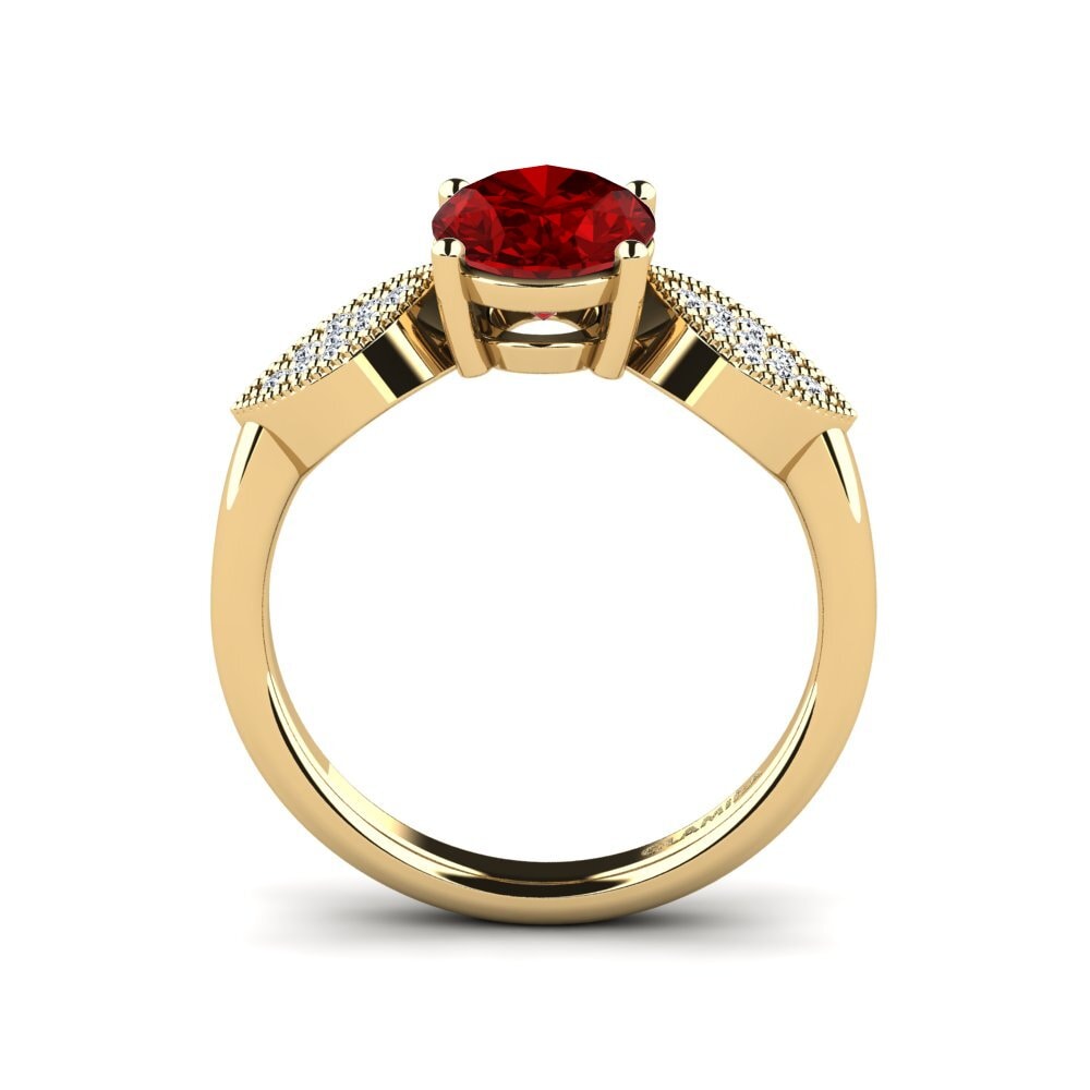 Oval Ruby (Lab Created) Engagement Ring Hatin - Oval
