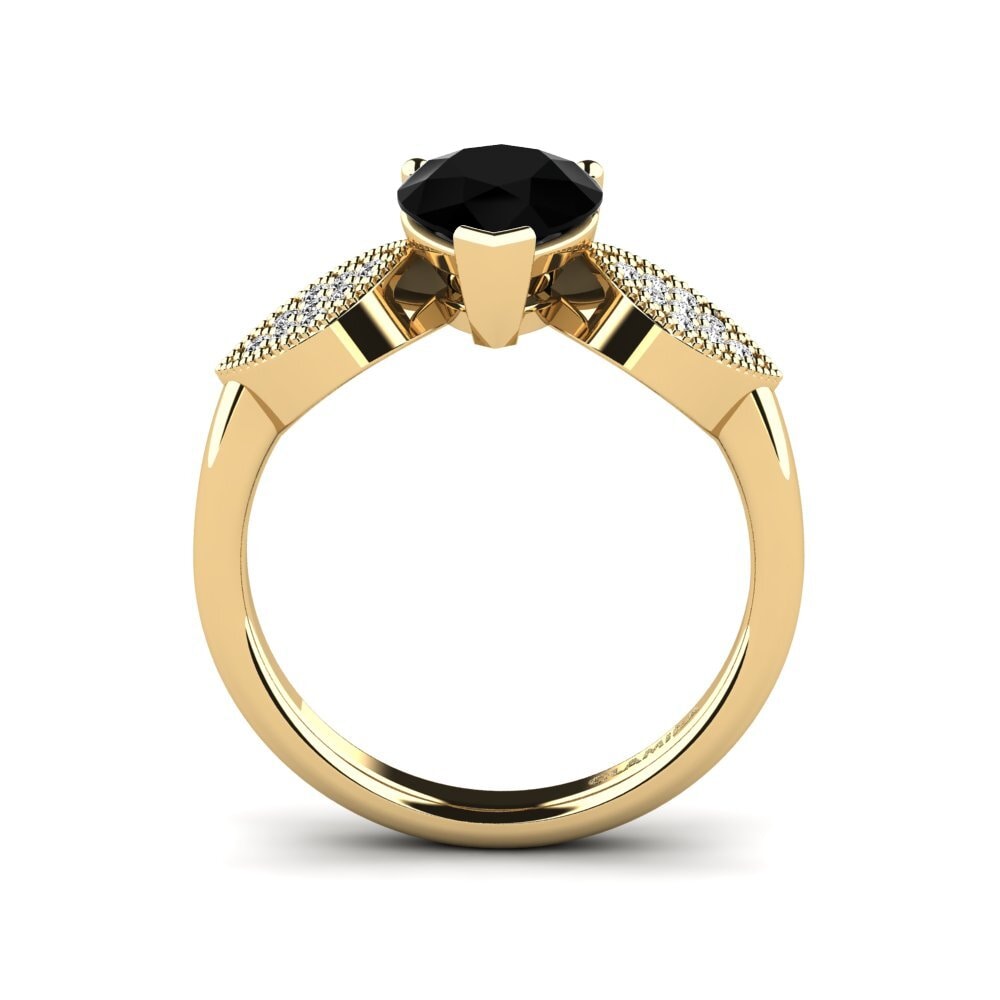 Ónix Negro Anillo de compromiso Hatin - Pear
