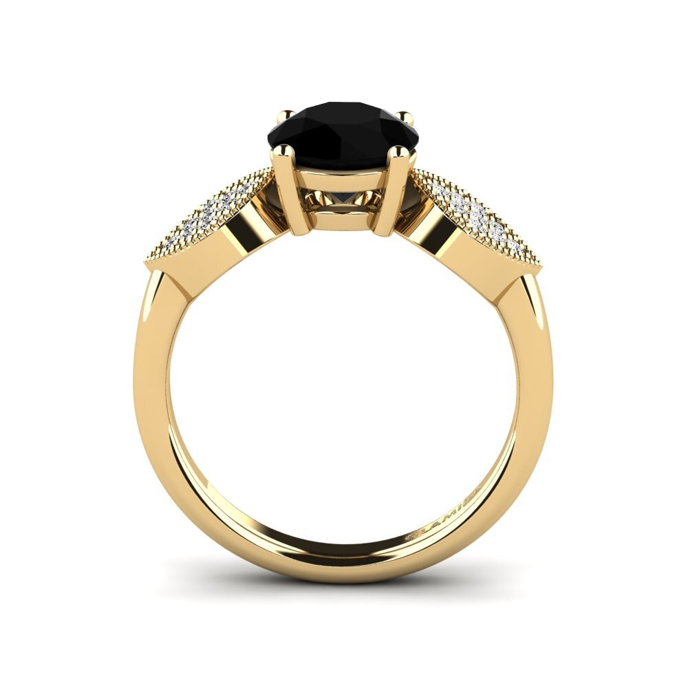 Ónix Negro Anillo de compromiso Hatin - Round