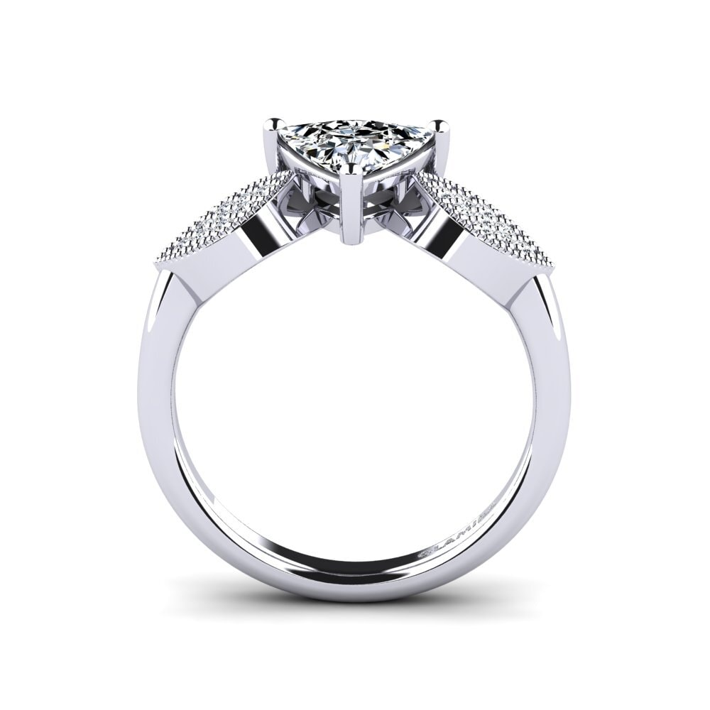 White Silver Trillion Engagement Ring Hatin - Trillion