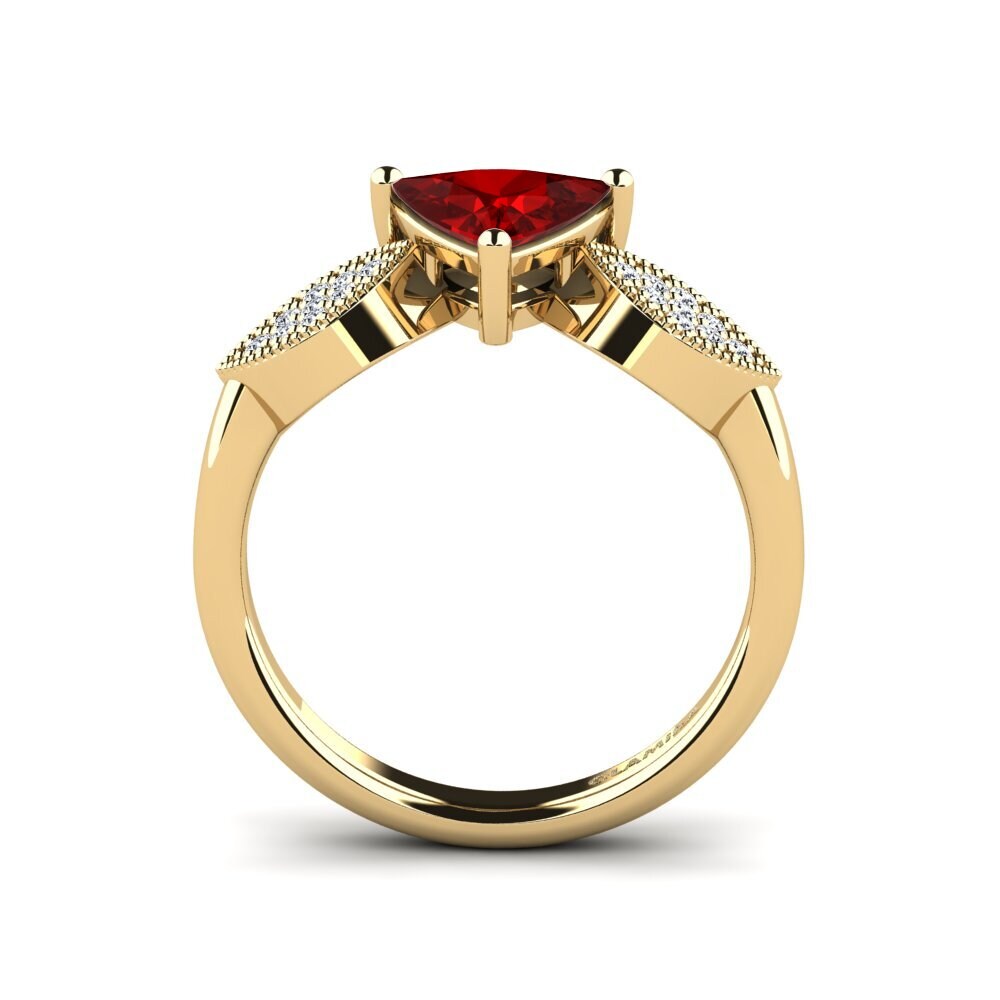 Trillion Ruby (Lab Created) Engagement Ring Hatin - Trillion